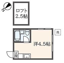 シャトー代田橋 102 1階ワンルームの間取り