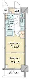 ドゥーエ新横浜 2Kの間取図画像