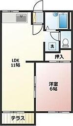 タウニィ・小林 1LDKの間取図画像