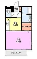 メゾンリヴィエール 1DKの間取図画像
