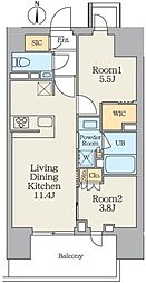 クレストコート王子 2LDKの間取図画像