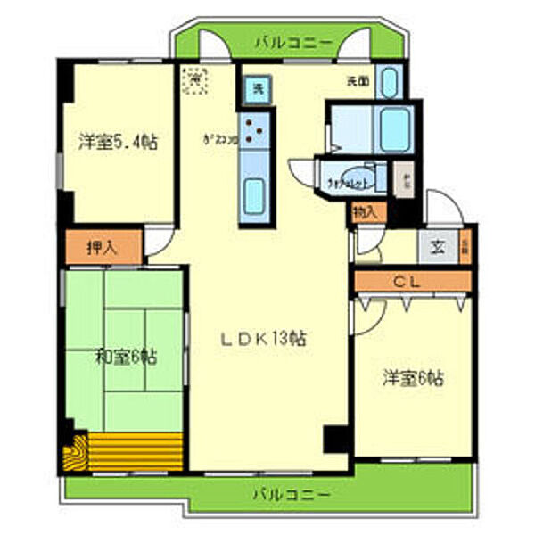 鳳SWING ｜大阪府堺市西区鳳中町４丁(賃貸マンション3LDK・2階・73.52㎡)の写真 その2