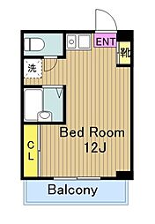 グリーンハイム小川 2階ワンルームの間取り