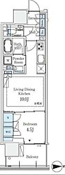グランシテイタワー月島 1LDKの間取図画像