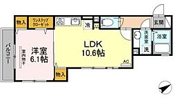 ヴューテラスナカイ 1LDKの間取図画像