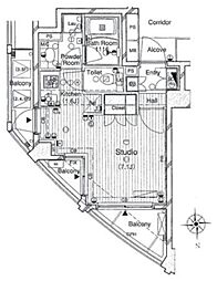 クオリア目黒大橋イースト ワンルームの間取図画像