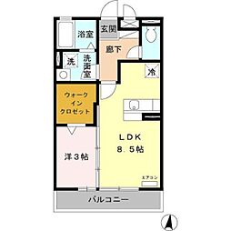 メゾン フォンテーヌ 2階1LDKの間取り