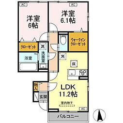 ガーネット　I 1階2LDKの間取り