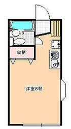 クインズタウン ワンルームの間取図画像