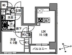 エスレジデンス新御徒町イースト 6階1LDKの間取り
