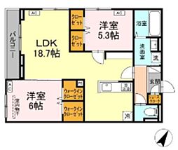 Serene Tera(セリーン テラ) 2LDKの間取図画像