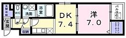 K・O レーベンII 4階1DKの間取り