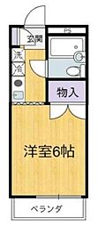 フリースクエアー英 1Kの間取図画像