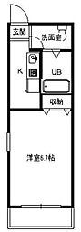 メゾンドゥメール 1Kの間取図画像