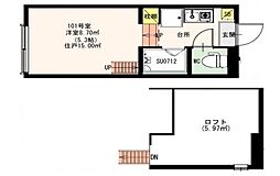 NYC北千住 1Kの間取図画像