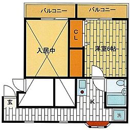 市ケ尾森ビル十番館 1Kの間取図画像
