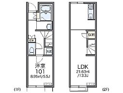 レオネクストリバーチエリー 1LDKの間取図画像