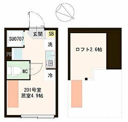 ハーモニーテラス成田東IV ワンルームの間取図画像