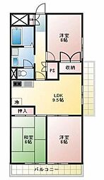 ジュネシオン岩槻 3LDKの間取図画像