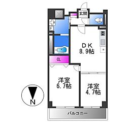リアライズ今里南 2DKの間取図画像