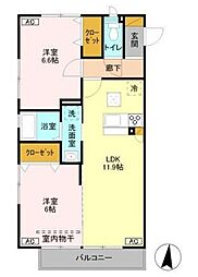 D-roomあずま町A 2LDKの間取図画像