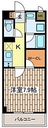 ベルヴィーユ龍賀台 3階1Kの間取り