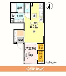 グレイスコート狐島 1LDKの間取図画像