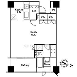 ParkAxis恵比寿 1Kの間取図画像