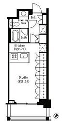 パークキューブ目黒タワー 1階ワンルームの間取り