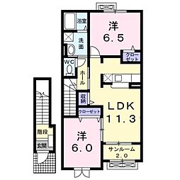 サンリット・ヴィラ・イーストA 2LDKの間取図画像