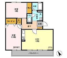 ドリームマウンテンD 2LDKの間取図画像