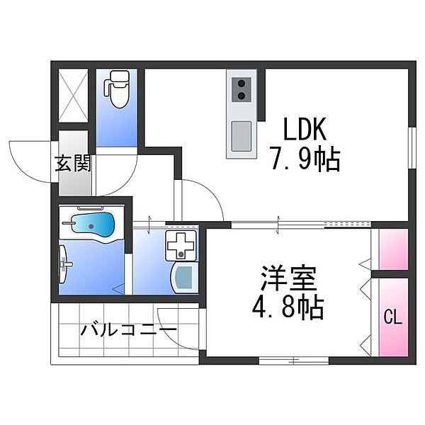 大阪府高石市千代田４丁目(賃貸アパート1LDK・1階・32.70㎡)の写真 その2