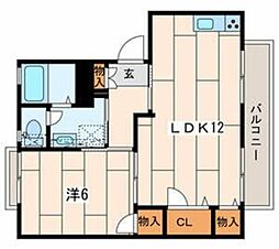 メゾンパークス210B 1LDKの間取図画像
