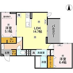 Osaka Metro長堀鶴見緑地線 今福鶴見駅 徒歩8分の賃貸アパート 2階2LDKの間取り