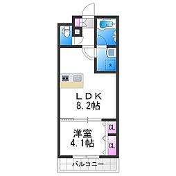 ウェルスクエア万代東 1LDKの間取図画像