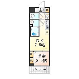 ベラジオレガシー葛野大路八条 1DKの間取図画像