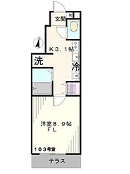 千駄木J-MANSION 1Kの間取図画像