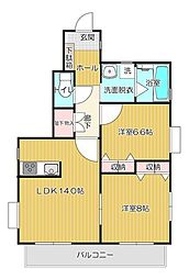 ルビナス2B棟 2SLDKの間取図画像