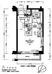 CYNTHIAFOUR-D代田橋 1Kの間取図画像