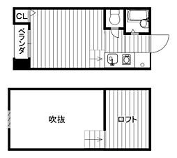 カサブランカ1 1Kの間取図画像