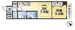 クロスレジデンス神戸元町 1DKの間取図画像