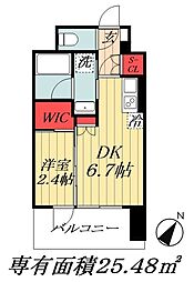 ザ・パークハビオ行徳駅前 1DKの間取図画像