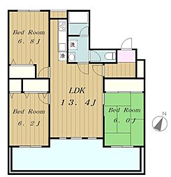 エスペラン相模大野 4階3LDKの間取り