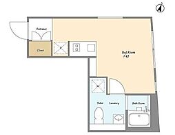 EXAM西小山 3階ワンルームの間取り