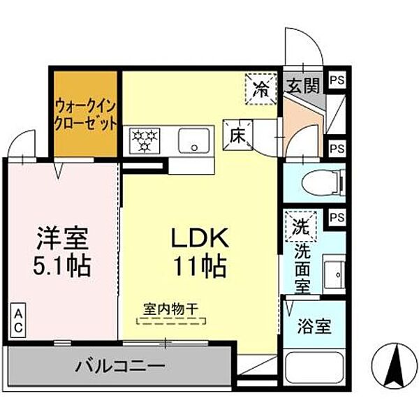 D Paina宿河原7 203｜神奈川県川崎市多摩区宿河原７丁目(賃貸アパート1LDK・2階・38.14㎡)の写真 その2