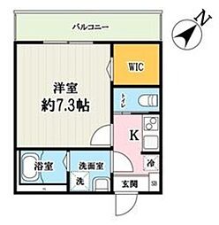 キャメル川越 都Ａ 2階1Kの間取り