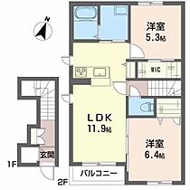 シャーメゾンラ・メール 201 ｜ 青森県八戸市大字長苗代字元木5-2（賃貸アパート2LDK・2階・61.70㎡） その2