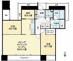 M.M.TOWERSザ・ウエスト 2LDKの間取図画像