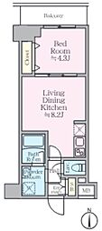 足立区東和2丁目マンション 1LDKの間取図画像