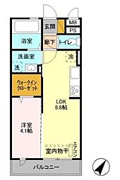 ヴィラリッツ3 1LDKの間取図画像